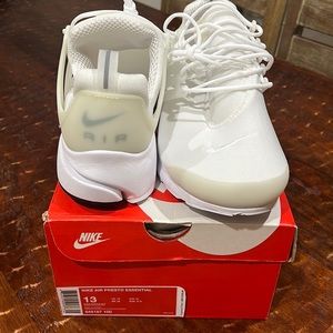 White/White/Black Nike Air Presto, Men’s Size 13. New with Box.